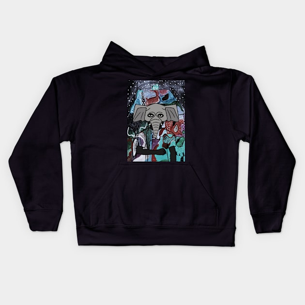 Nightly Elegance: NFT Character - MaleMask Mystery NightGlyph Xi Jinping Edition on TeePublic Kids Hoodie by Hashed Art